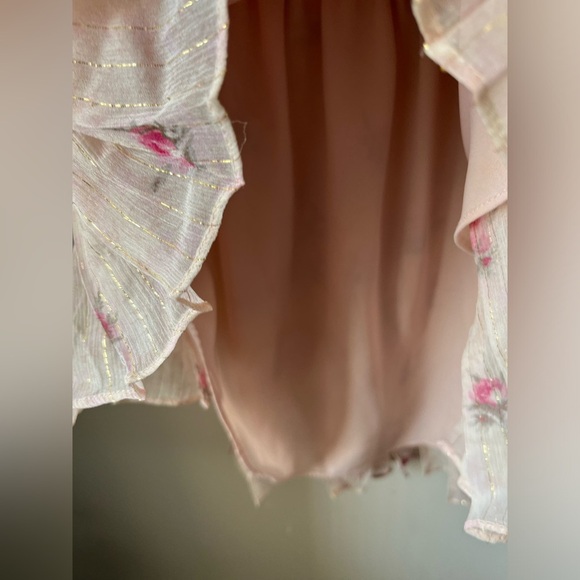 LoveShackFancy Silk Pink Floral Metallic Mini Dress - Picture 14 of 16